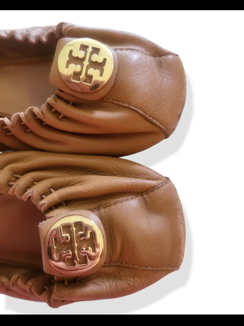 🌿Tory Burch Reese Mestico Royal Tan Leather Tassel Ballet Flats Sz 7